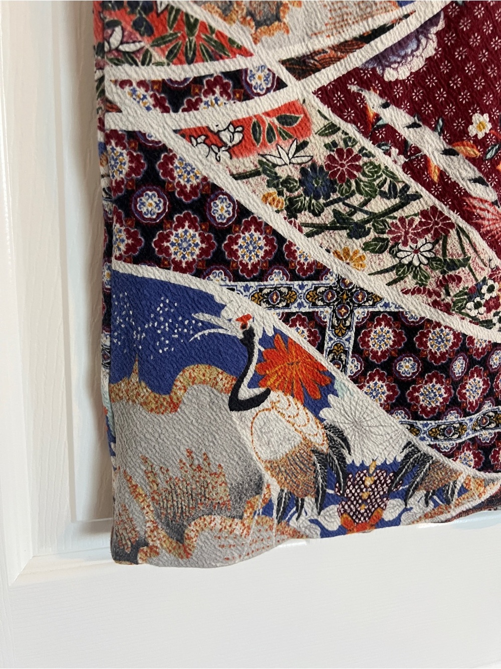 Maeve Patchwork Crane Floral Midi Pencil Skirt Boho Anthropologie Med - Picture 2 of 9